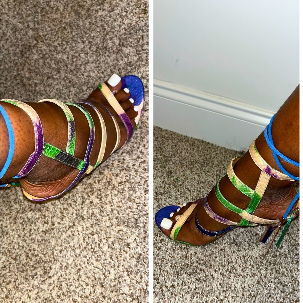 Cute printed fringe heel